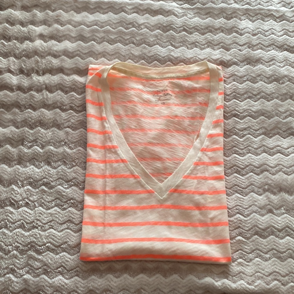 J. Crew Orange and White Striped T-Shirt Size XS